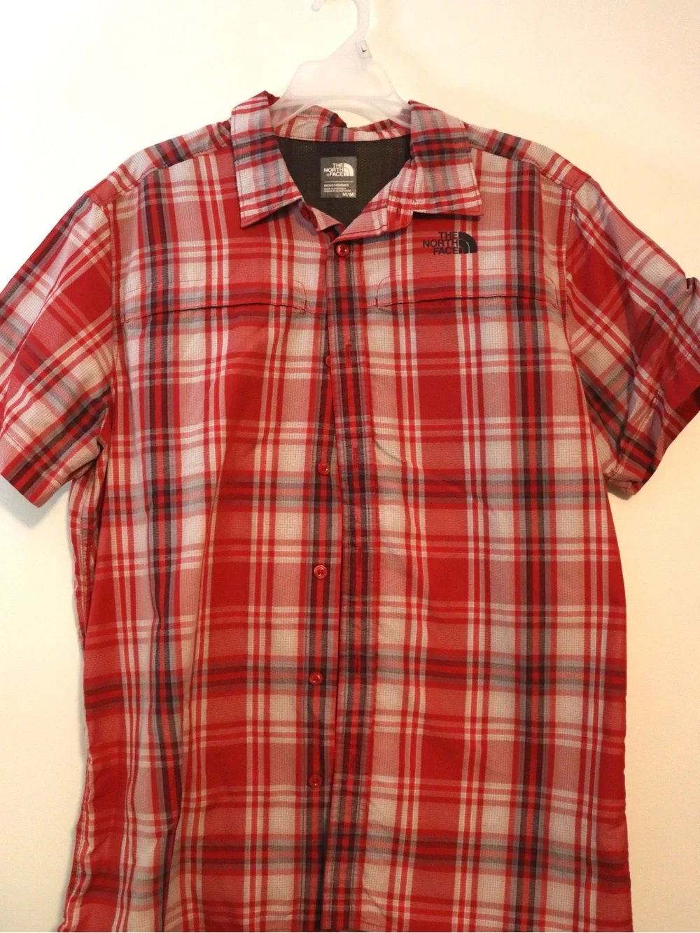 The North Face Red Plaid Short-Sleeve Button-Up Shirt